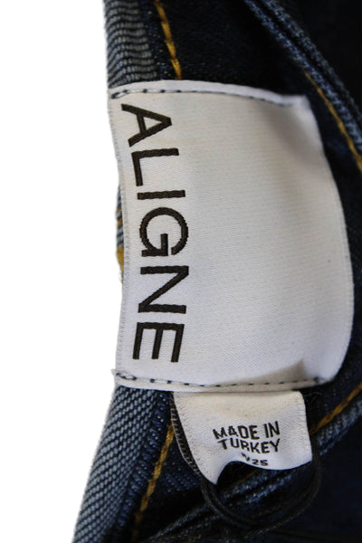 Aligne Women Skinny Dark Blue Organic Cotton Mid Rise Jeans Size 25