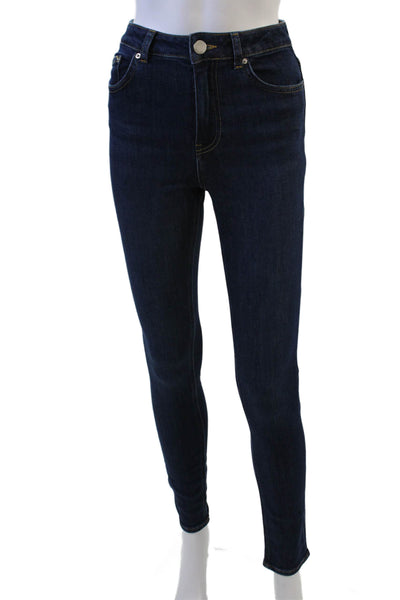 Aligne Womens Skinny Ankle Dark Blue Jeans Mid Rise Size 24