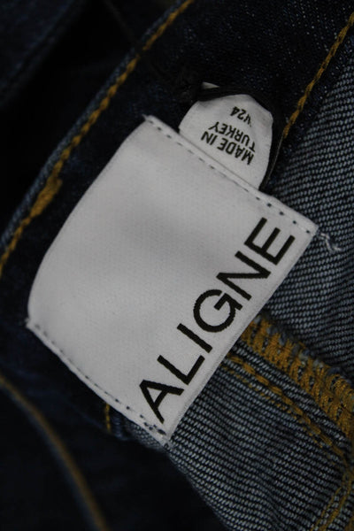 Aligne Womens Skinny Ankle Dark Blue Jeans Mid Rise Size 24