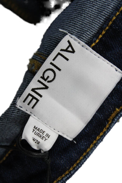 Aligne Womens Skinny Ankle Jeans Dark Blue Mid Rise Button Size 26