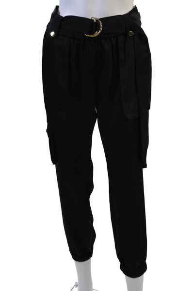 INC International Concepts Women Paperbag Cargo Pants Black Buckle Size PS