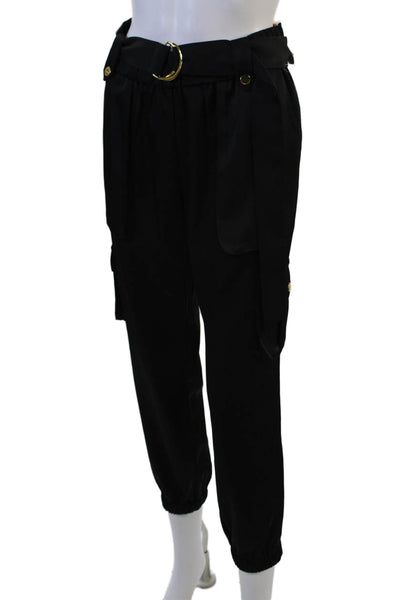 INC International Concepts Women Paperbag Cargo Pants Black Buckle Size PS