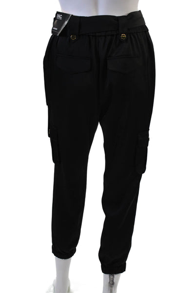 INC International Concepts Women Paperbag Cargo Pants Black Buckle Size PS