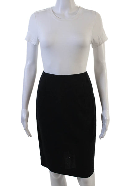 Emanuel Emanuel Ungaro Womens Straight Pencil Wool Skirt Black Size 4