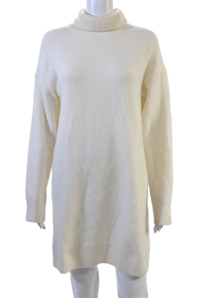 MNG Women Turtleneck Long Sleeve Sweater Dress White Size S
