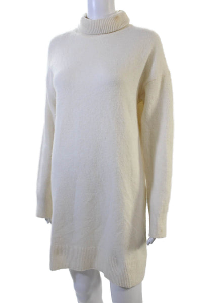 MNG Women Turtleneck Long Sleeve Sweater Dress White Size S