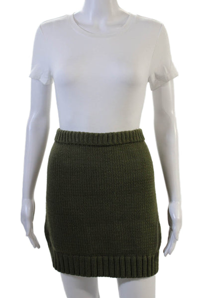 Zara Women Mini Pencil Skirt Green Straight Size L