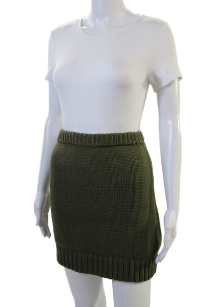 Zara Women Mini Pencil Skirt Green Straight Size L