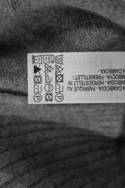 Zara Women Henley Pullover Sweater Gray Collared Button Long Sleeve Size S