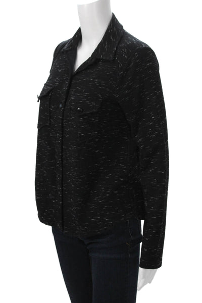 Fifteen Twenty Womens Black Collared Jersey Button-Up Long Sleeve Size XS