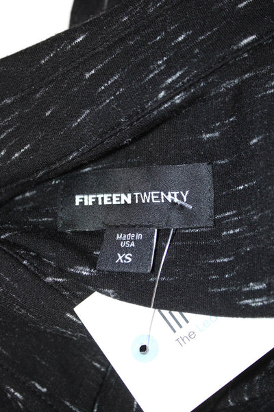 Fifteen Twenty Womens Black Collared Jersey Button-Up Long Sleeve Size XS