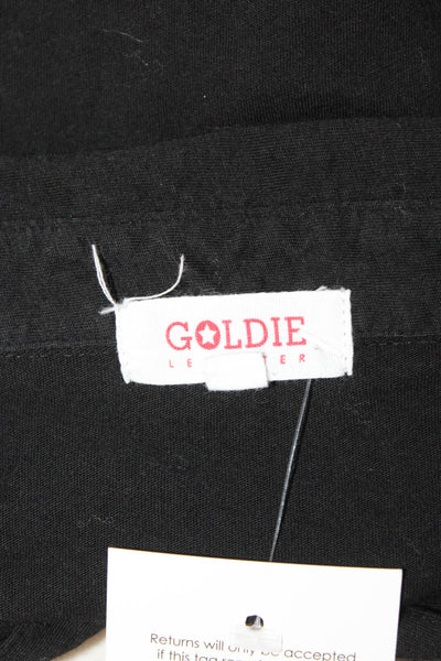 Goldie Women Collared Long Sleeve Basic Button-Up Black Pima Cotton Size M