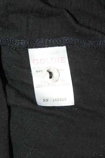 Goldie Women Collared Long Sleeve Basic Button-Up Black Pima Cotton Size M