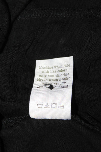 Goldie Women Collared Long Sleeve Basic Button-Up Black Pima Cotton Size M