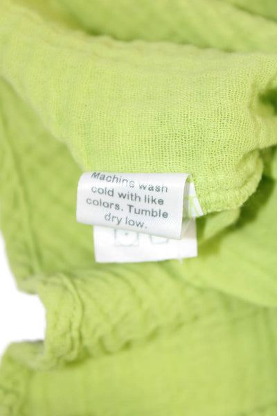 Michael Stars Women Collared Cotton Short Sleeve Basic Top Green Size XS