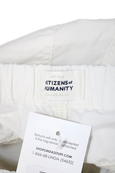 Citizens of Humanity Women Cropped Capri Dress Pants White Button Size XS