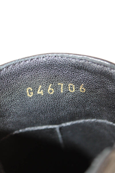 Chanel Womens Leather Embossed Cap Toe Chained Ankle Boots Black Size EUR 36