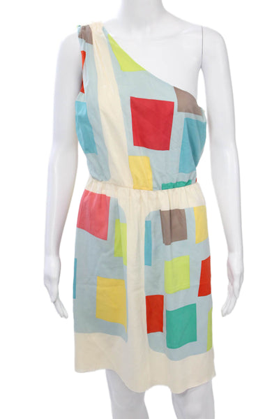 Alice + Olivia Women Mini Sundress Multicolor Geometric Silk Size M