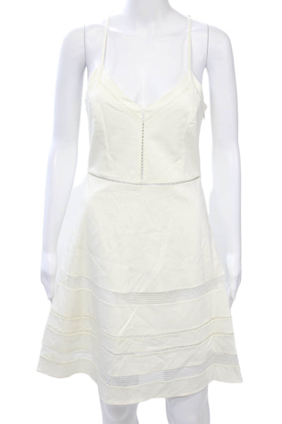 Parker Women Slip Dress White V Neck Sleeveless Short Size S