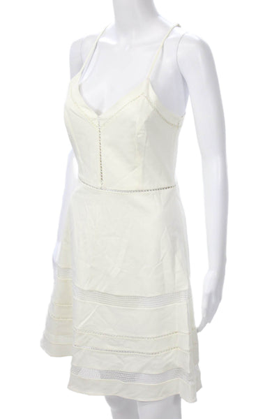 Parker Women Slip Dress White V Neck Sleeveless Short Size S