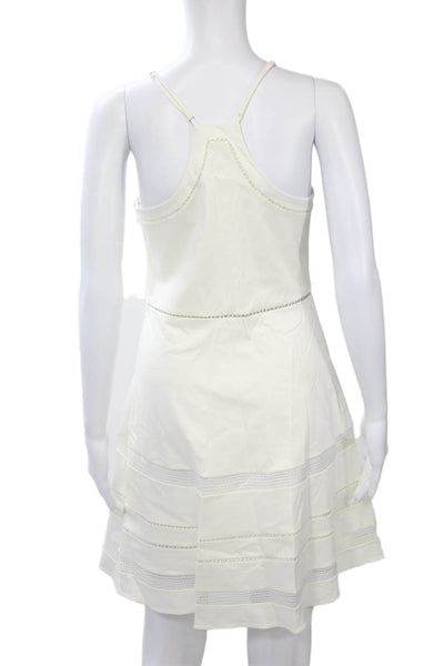Parker Women Slip Dress White V Neck Sleeveless Short Size S
