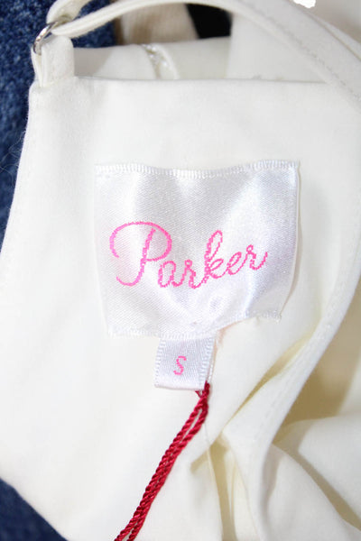 Parker Women Slip Dress White V Neck Sleeveless Short Size S