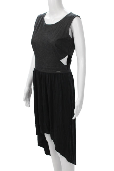 GUESS Women Tank Dress Black Sleeveless Round Neck Long Gothic Viscose Size S