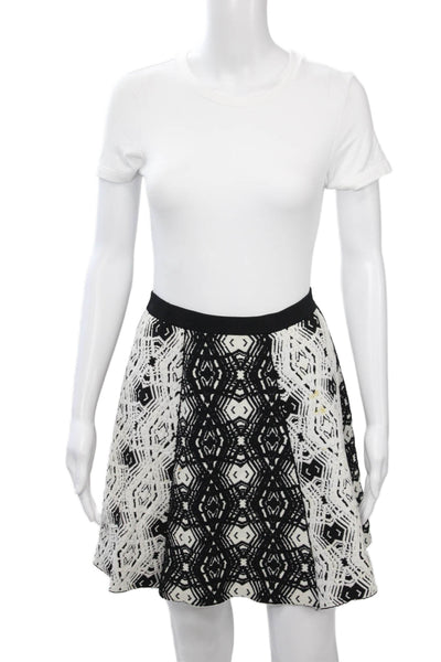 Parker Women A-Line Skater Mini Skirt Black Geometric Size S