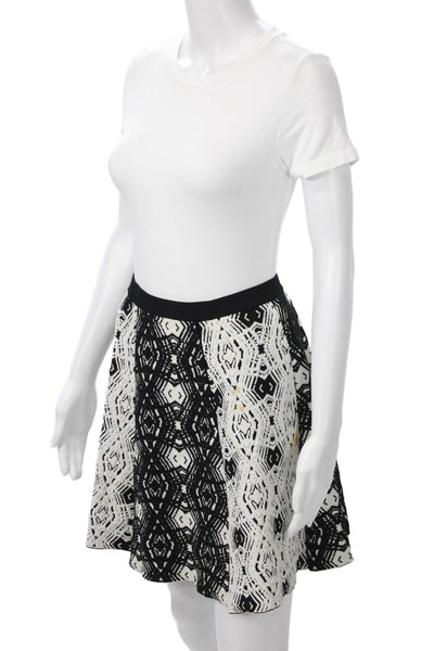 Parker Women A-Line Skater Mini Skirt Black Geometric Size S