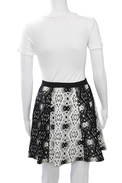 Parker Women A-Line Skater Mini Skirt Black Geometric Size S