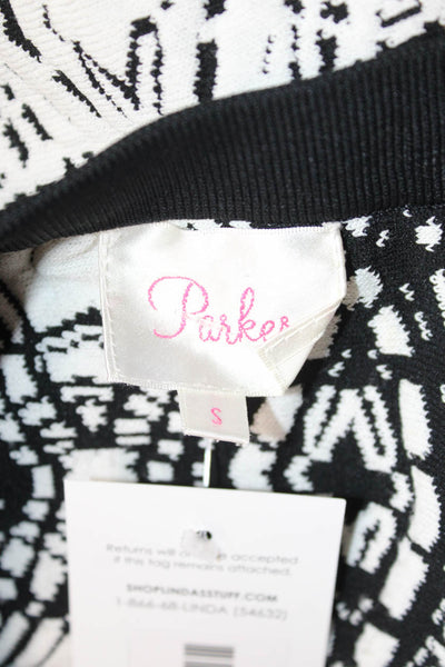 Parker Women A-Line Skater Mini Skirt Black Geometric Size S