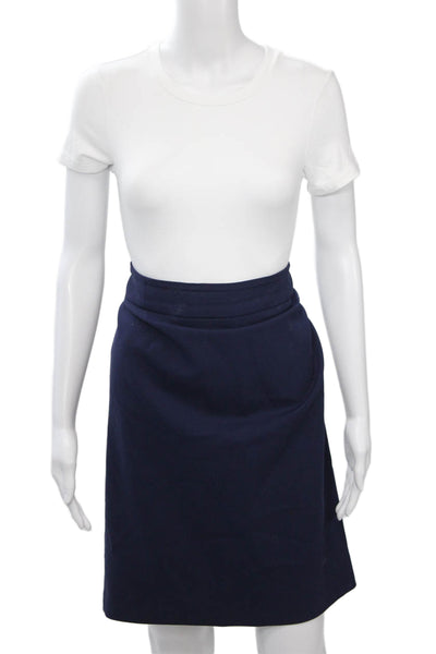 Theory Womens A-Line Skirt Dark Blue Virgin Wool Mini Size 4