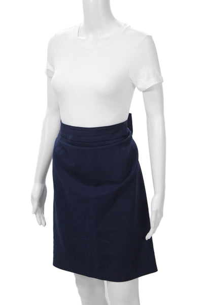 Theory Womens A-Line Skirt Dark Blue Virgin Wool Mini Size 4
