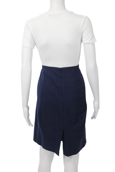 Theory Womens A-Line Skirt Dark Blue Virgin Wool Mini Size 4