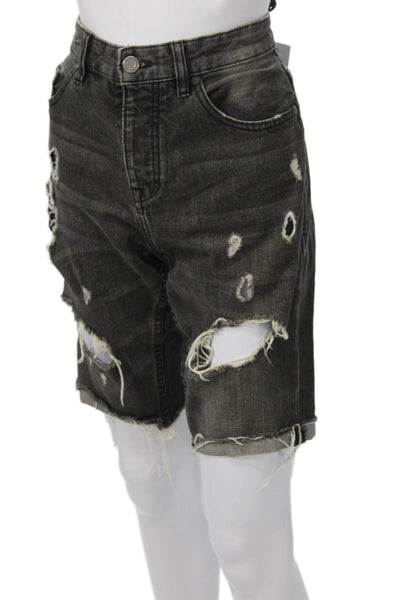 Pull & Bear Mens Bermuda Shorts Dark Gray 100% Cotton Button Size 31