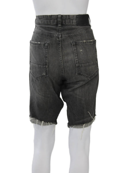 Pull & Bear Mens Bermuda Shorts Dark Gray 100% Cotton Button Size 31
