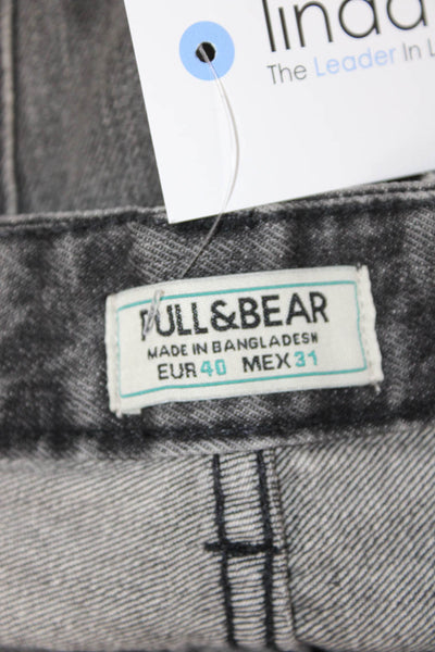 Pull & Bear Mens Bermuda Shorts Dark Gray 100% Cotton Button Size 31