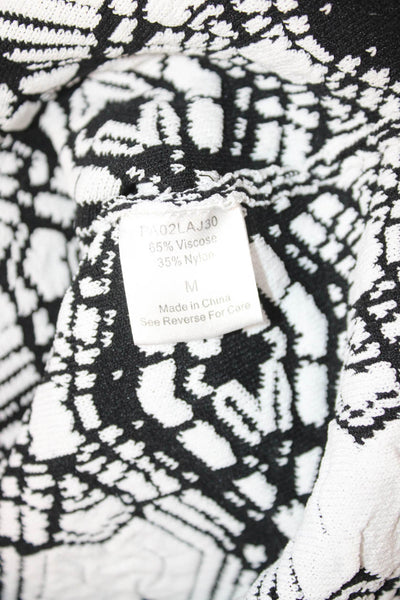 Parker Womens Cropped Ringer T-Shirt Black Aztec Geometric Short Sleeve Size M