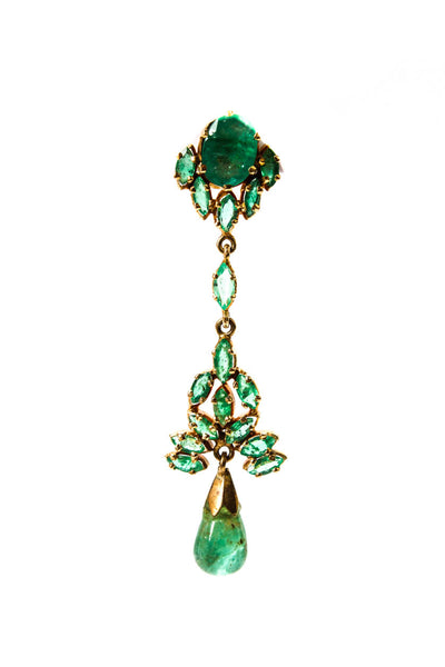 Designer Womens 16K Y Gold Emerald Chandelier Earrings 10g