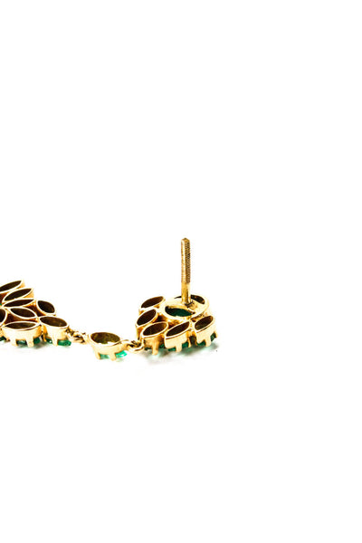 Designer Womens 16K Y Gold Emerald Chandelier Earrings 10g