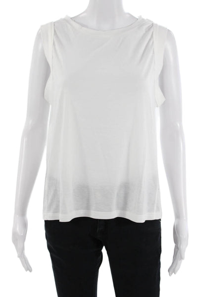 CBR Womens White Basic Sleeveless Tank Crew Neck Cotton Polyester Size M