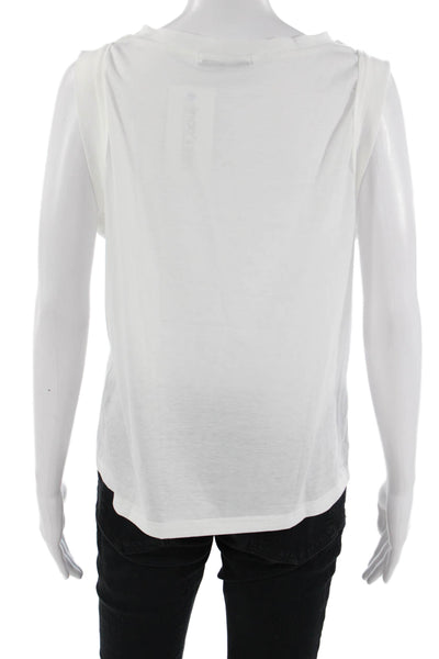 CBR Womens White Basic Sleeveless Tank Crew Neck Cotton Polyester Size M