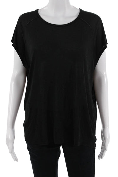 Vince Women Basic Black Round Neck Short Sleeve T-Shirt Size S