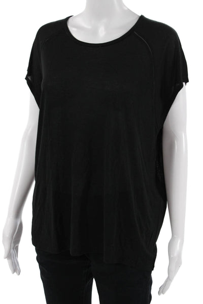 Vince Women Basic Black Round Neck Short Sleeve T-Shirt Size S