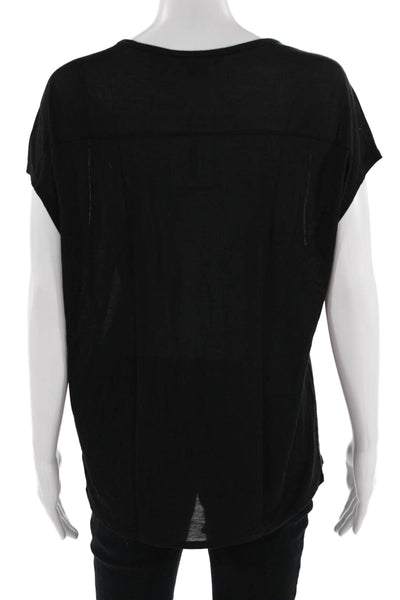 Vince Women Basic Black Round Neck Short Sleeve T-Shirt Size S