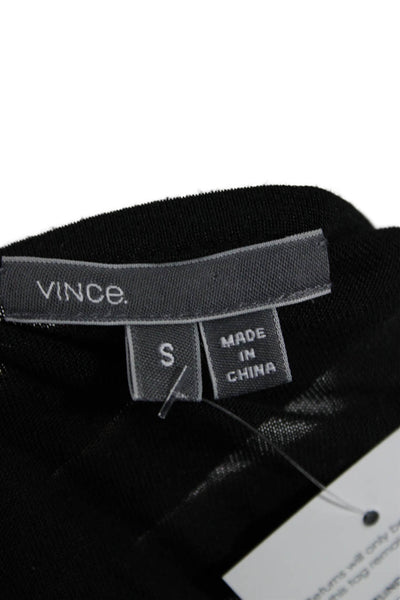 Vince Women Basic Black Round Neck Short Sleeve T-Shirt Size S
