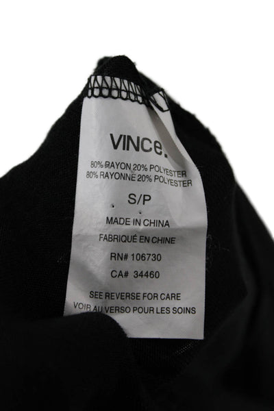 Vince Women Basic Black Round Neck Short Sleeve T-Shirt Size S