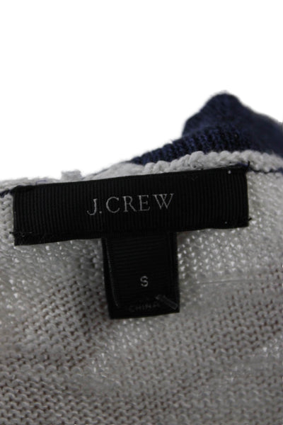J Crew Womens Basic Dark Blue Crewneck 3/4 Sleeve T-Shirt Linen Blend Size S