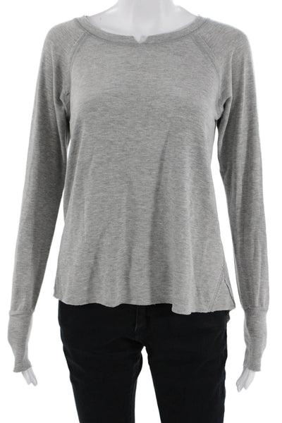 six/fifty Womens Basic Gray T-Shirt Crew Neck Long Sleeve Size S