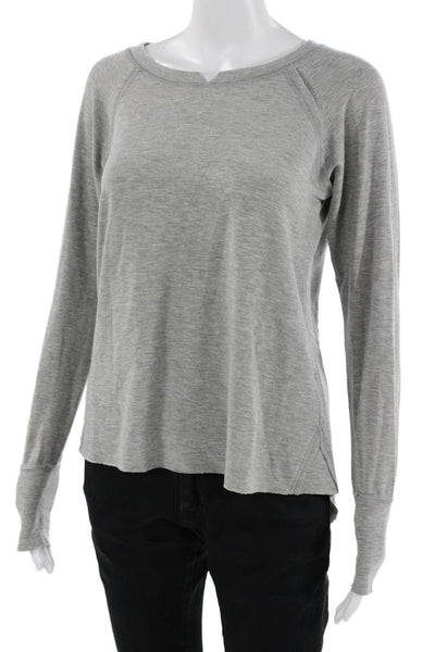 six/fifty Womens Basic Gray T-Shirt Crew Neck Long Sleeve Size S